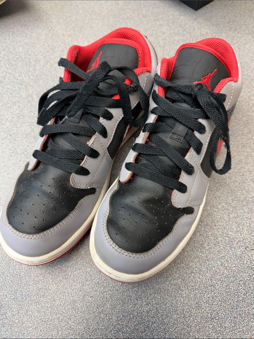 Jordan Men's Low Top Sneakers in Black, Gray & Red